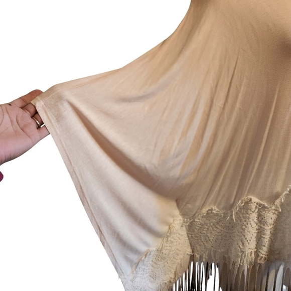 CHICOS FELICITY V-NECK FRINGE PONCHO SIZE S/M - Picture 5 of 8